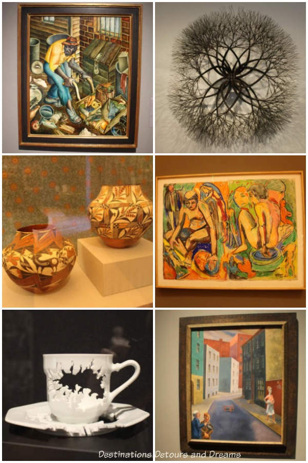 A selection of artwork at Crystal Bridges Museum of Art