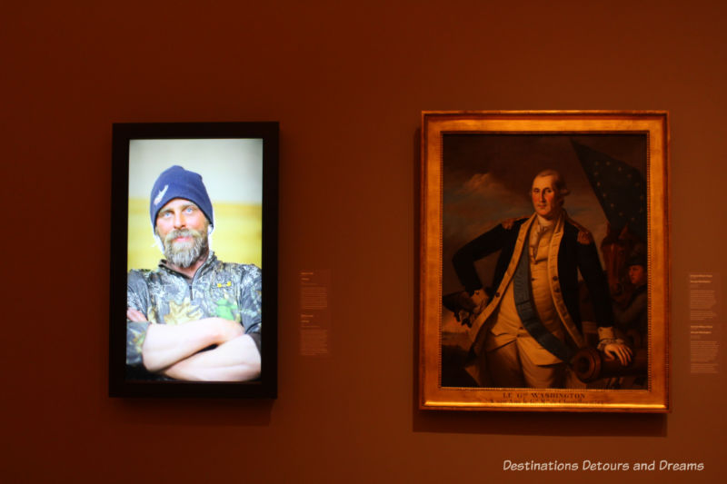 A painting of an oil work and another one of George Washington in Crystal Bridges Museum of American Art