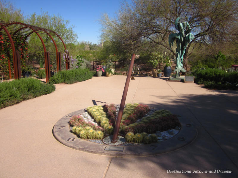 Sundial in Desert Botanical Garden in Phoenix, Arizona
