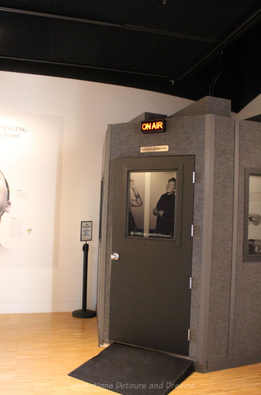 National Music Centre voice booth Vocal "on air" booth in the Voice gallery of the National Music Centre