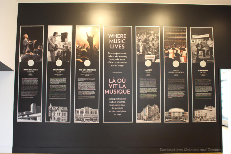 National Music Centre Where Music Lives exhibit National Music Centre display about iconic Canadian music venues.