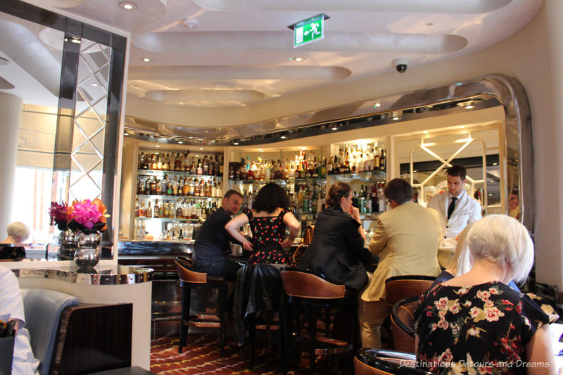 The art deco bar area in the American Bar at the London Savoy Hotel