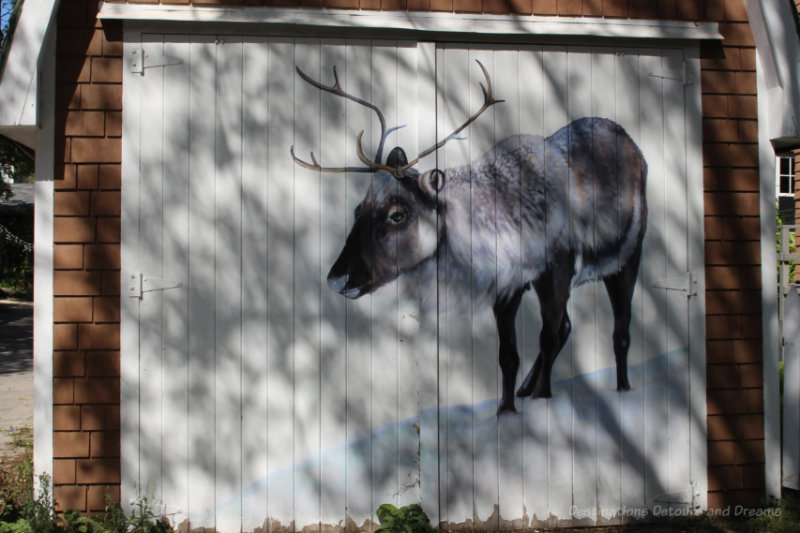 Caribou painting on garage door in Back Alley Arctic, Winnipeg