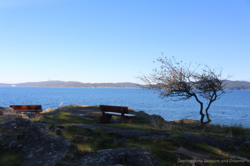 View over Swanson Channel from the tip of Ruckle Park on Salt Spring Island