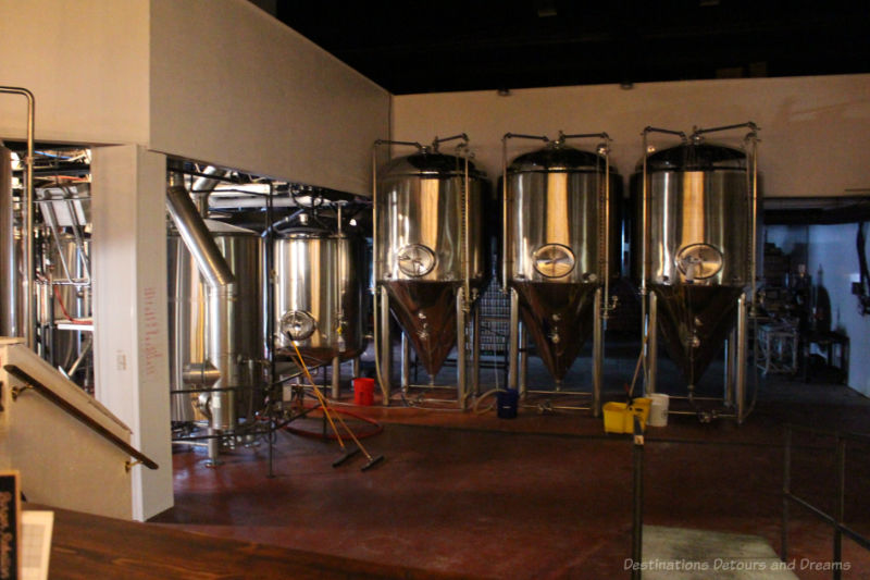 Stainless steel beer brewing vats