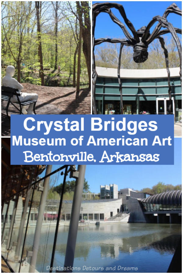Crystal Bridges Museum of American Art in Bentonville, Arkansas is a stunning building in a beautiful natural setting and is full of interesting American art. A definite must visit place in Arkansas where art and nature meet in the Ozarks