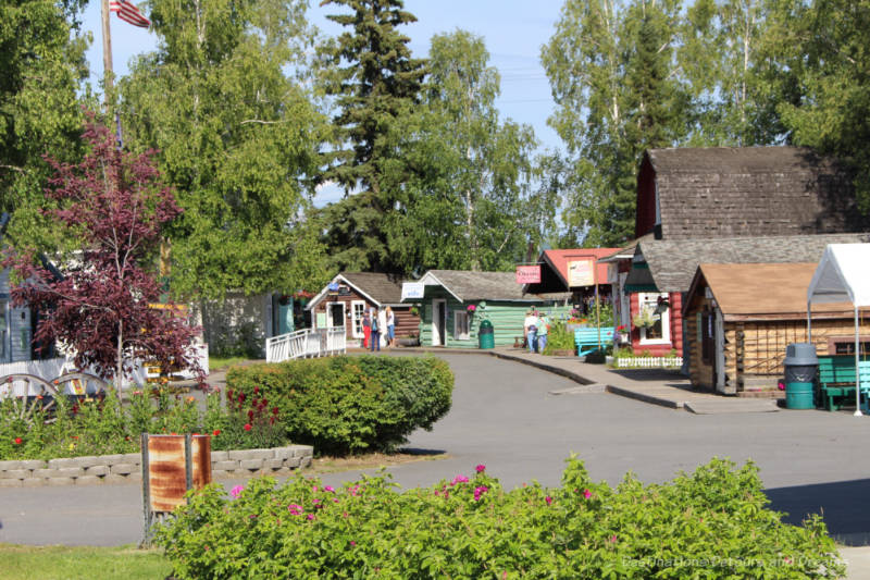 Original log cabins moved to create a pioneer village in Fairbanks, Alaska