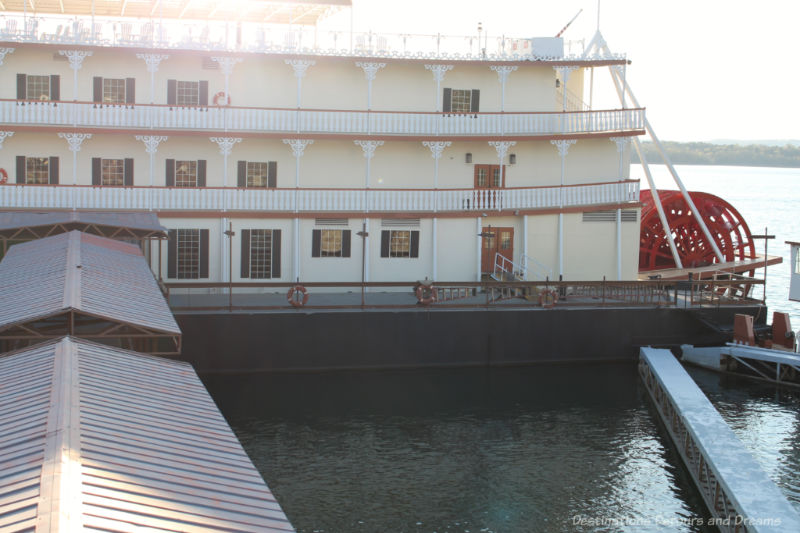 Part of the Showboat Branson Belle showing the water wheel at the back